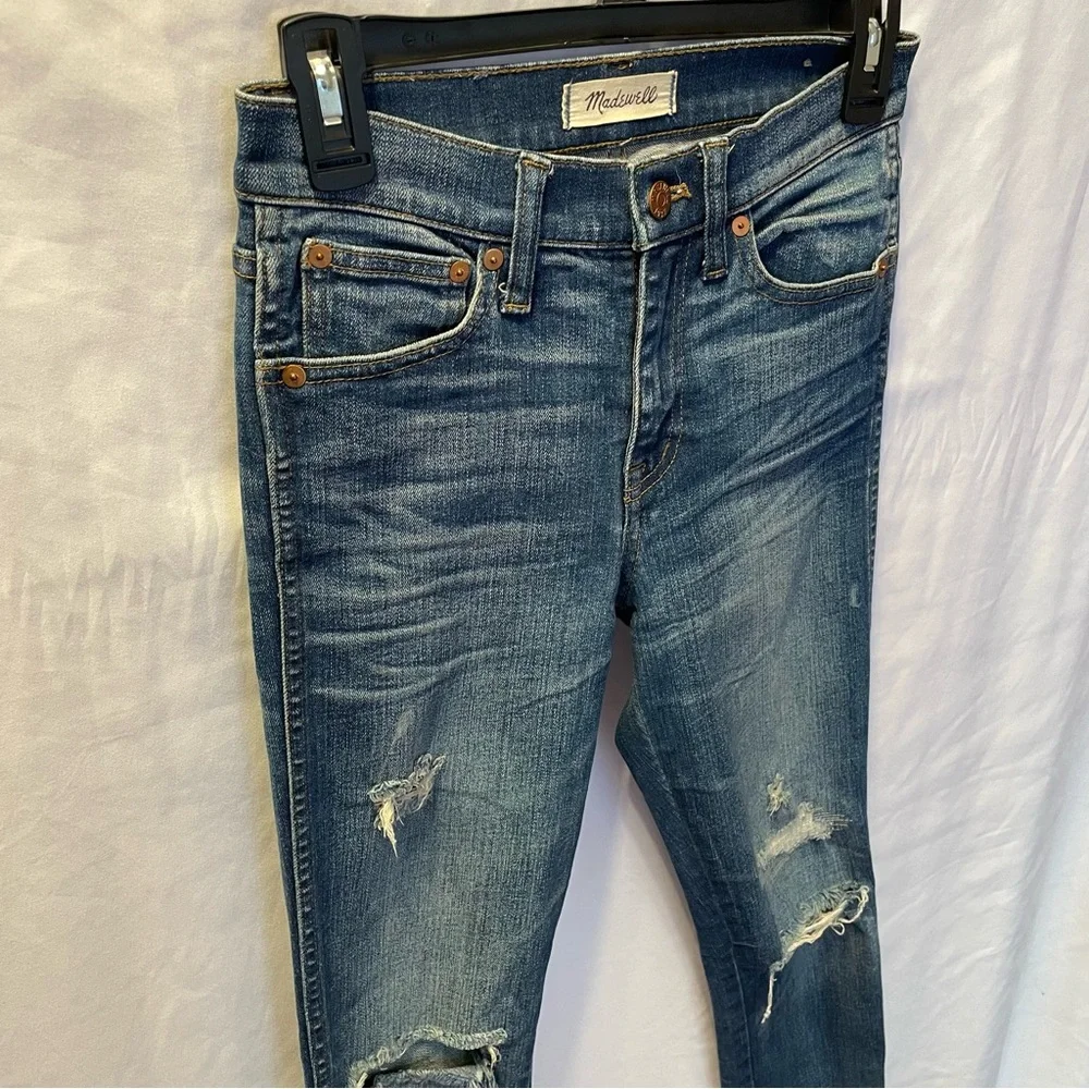 Madewell 9‎ Inch High Riser Skinny Skinny Distressed Denim Jeans Size 25 Stretch
